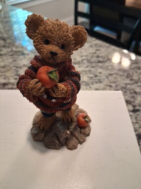 Autumn Bear Figurine in Orange Sweater - Home Art Decor